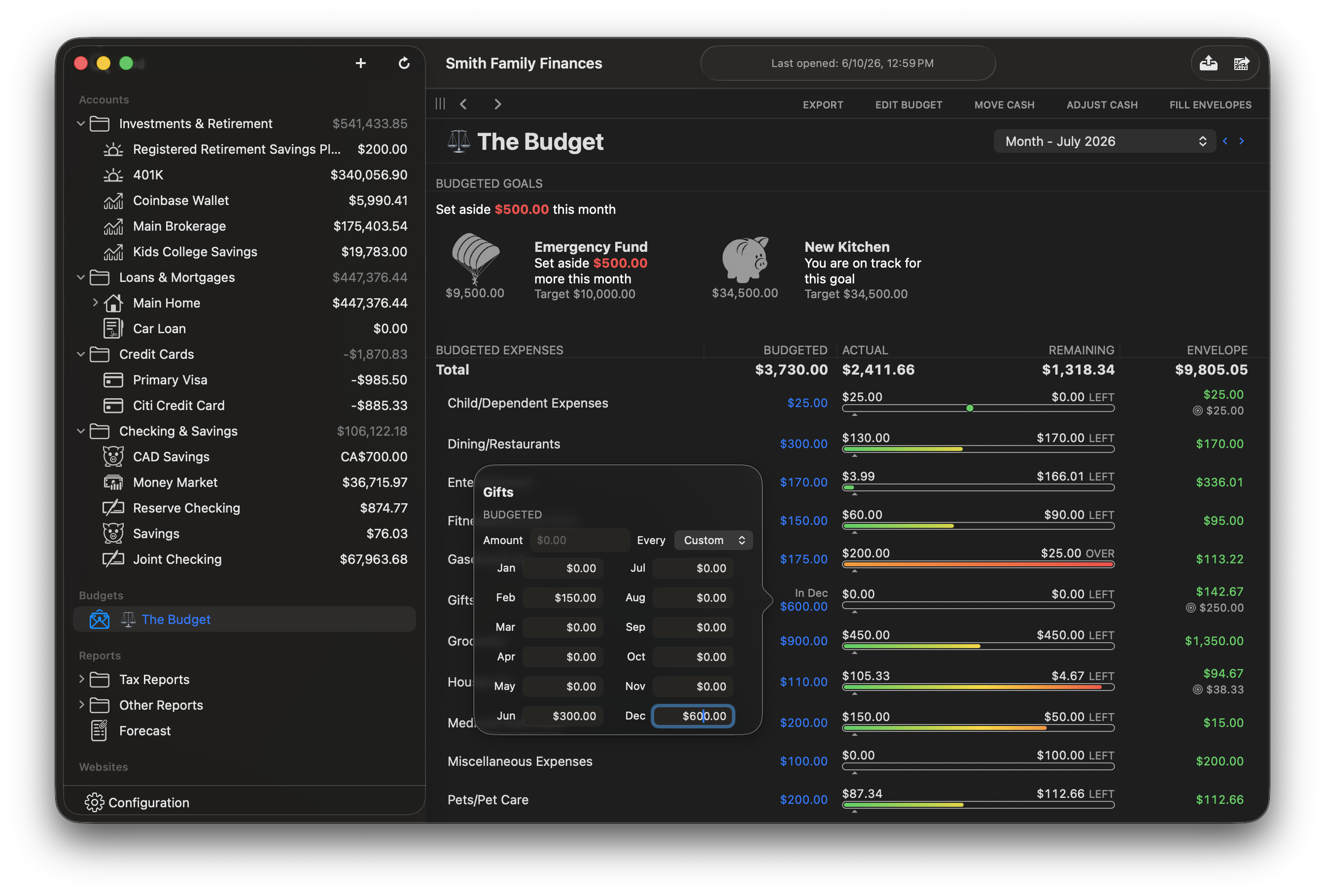 Banktivity screenshot - Budgeting