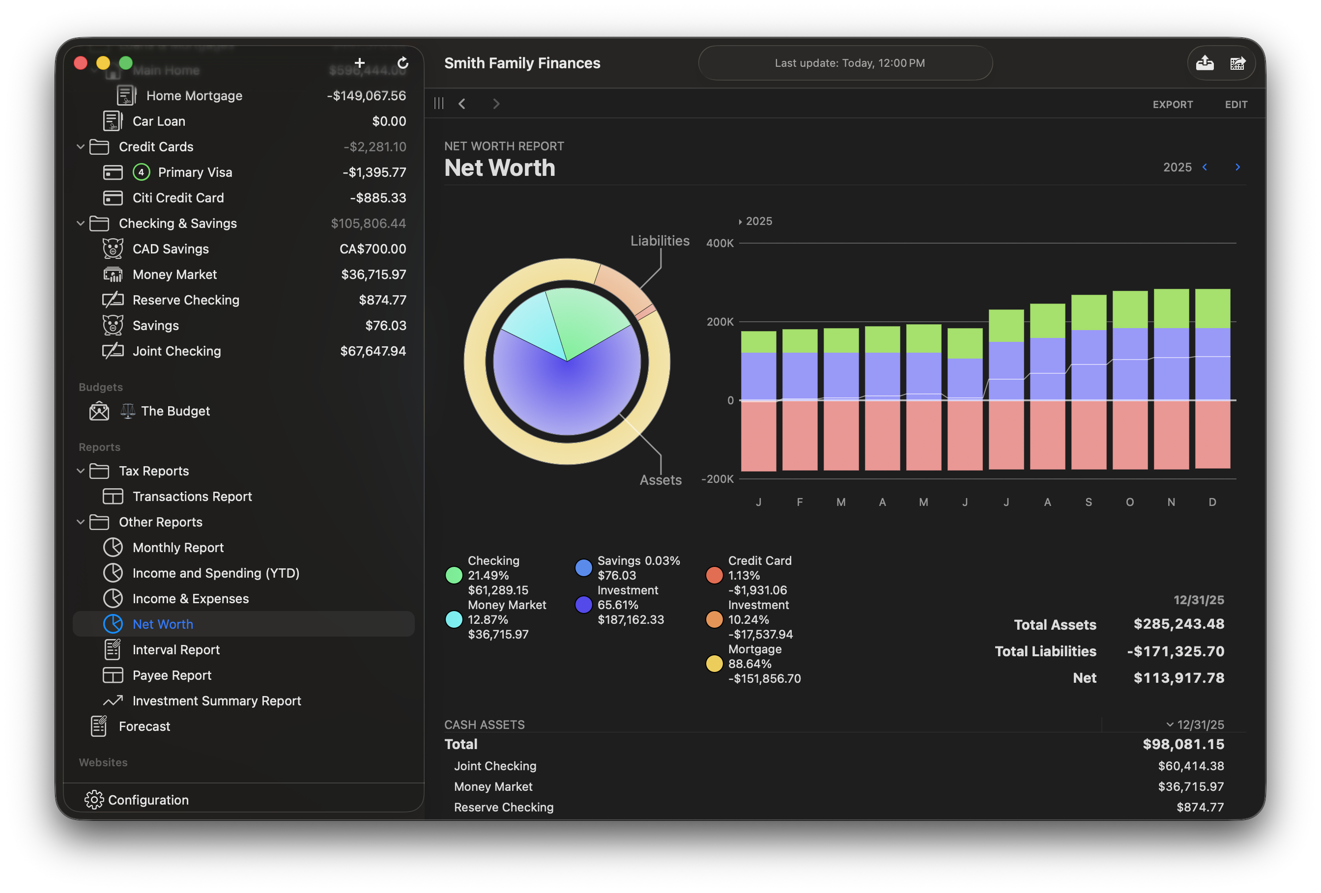 Banktivity screenshot - Net Worth & Reporting