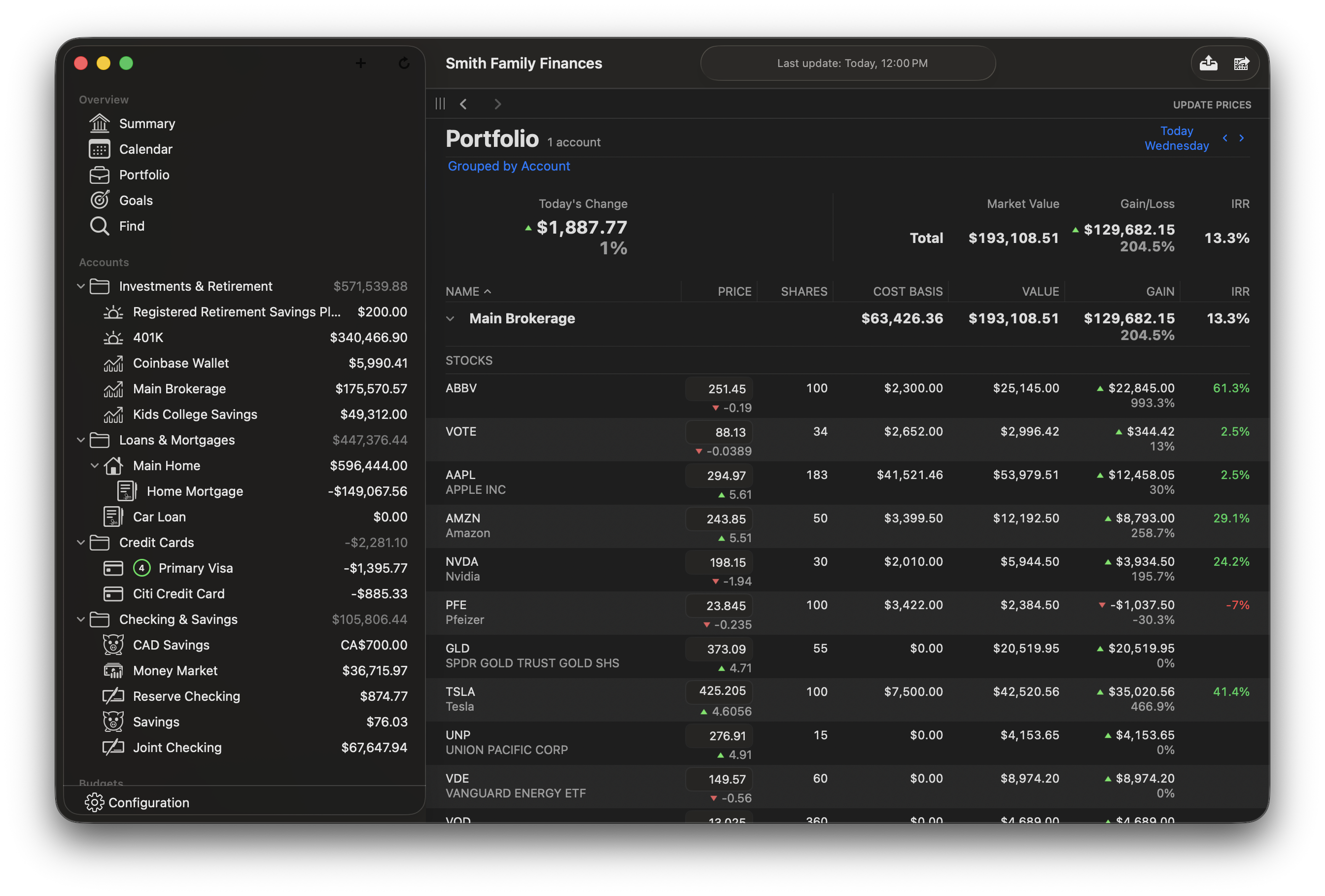 Screenshot of Banktivity - Investment & Portfolio Tracking