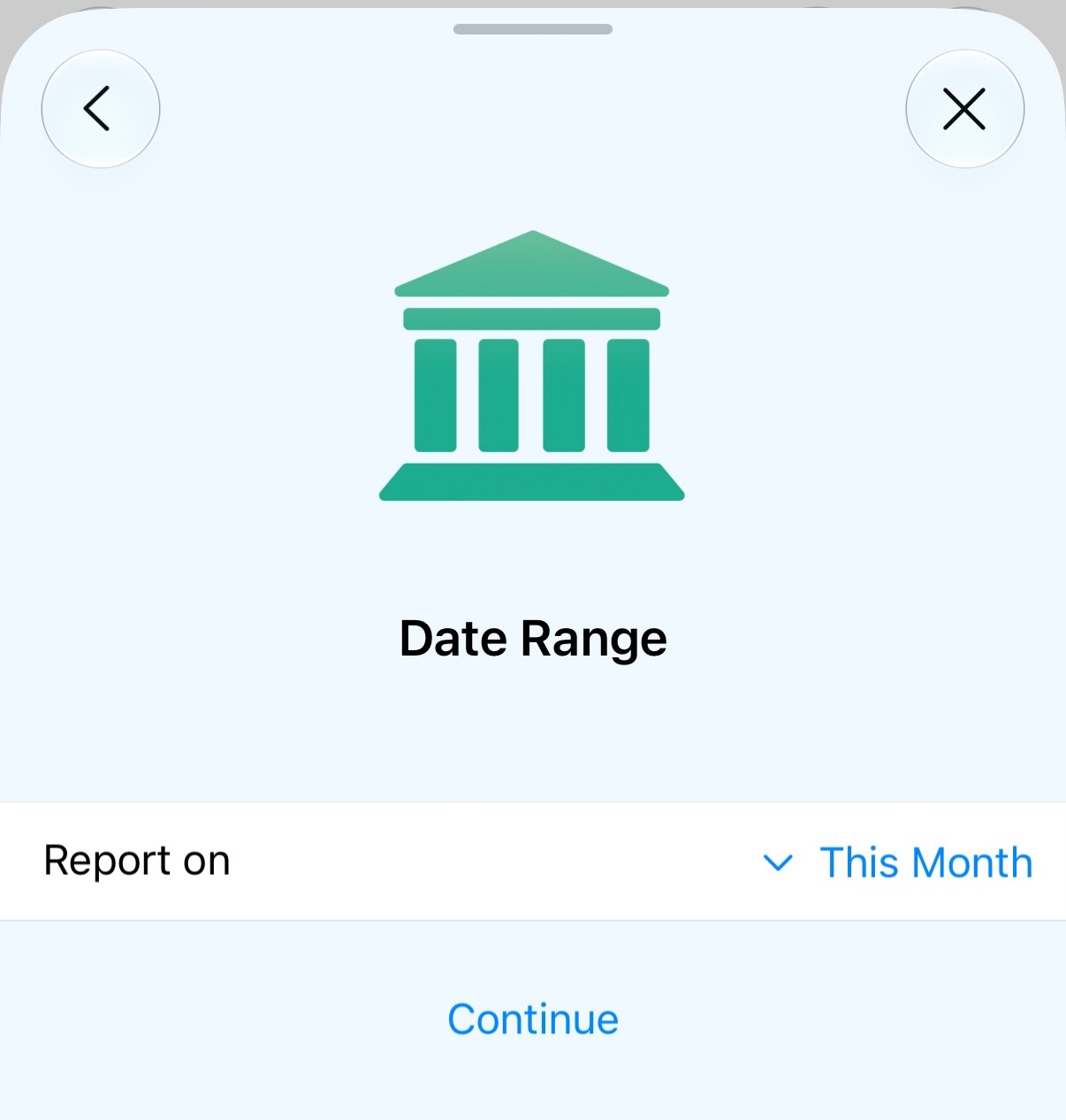 Date Range configuration screen