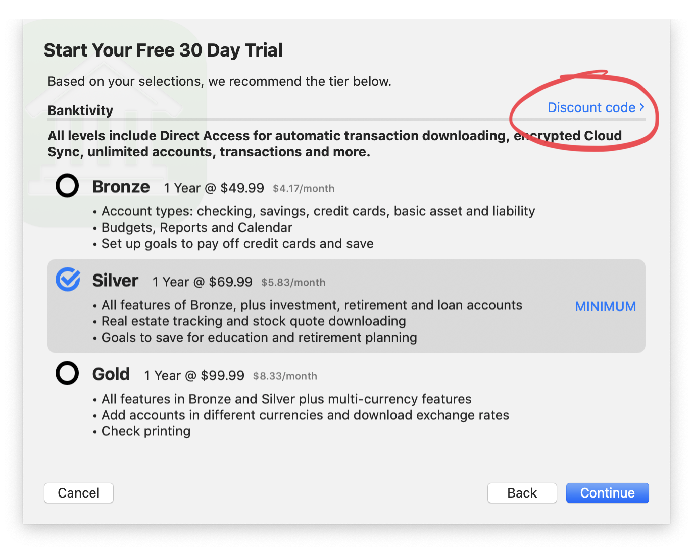 Take 10% off your first year of Banktivity