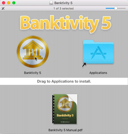Drag Banktivity 5 onto Applications to install