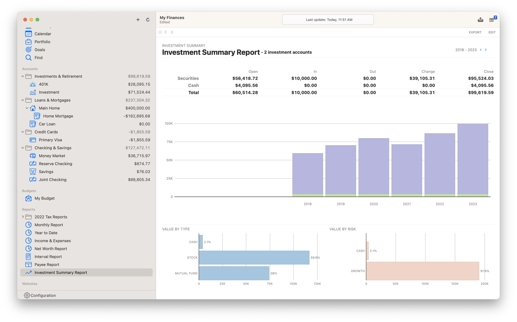 Net worth report