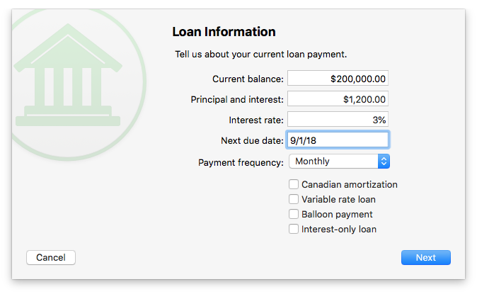 Mortgage Setup in Banktivity